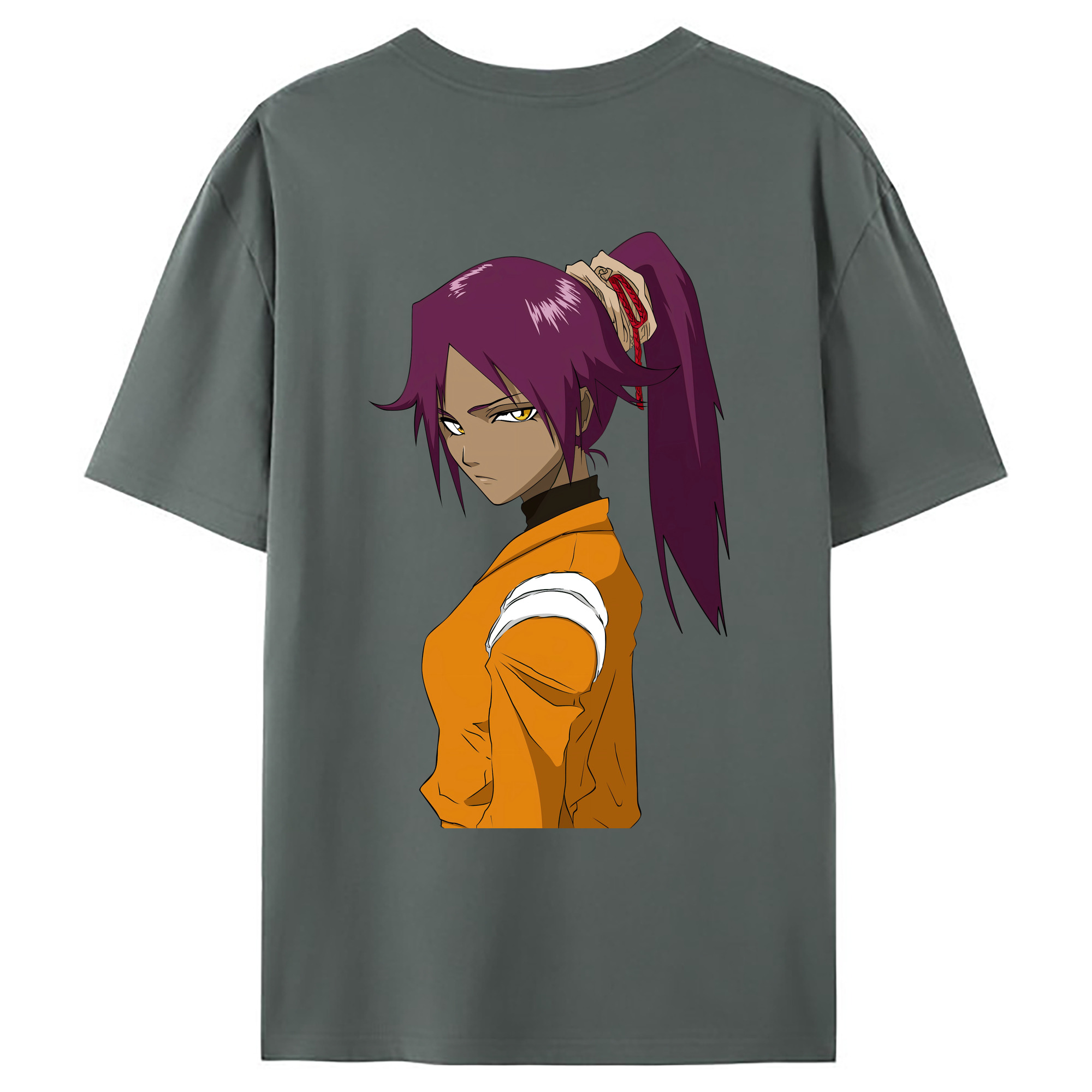 （画像用） ブリーチ 四楓院 夜一（しほういん よるいち） BLEACH Shihouin Yoruichi 綿100％ メンズ半袖Tシャツ（バックプリント） 通気性
